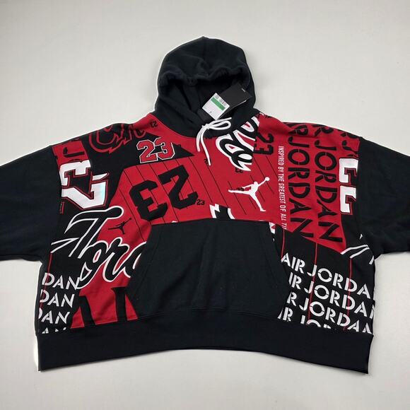 Jordan Hoodie Womens Extra Large Black Red Loose Fit Air 23 Graphic Pullover NBA - Picture 3 of 12